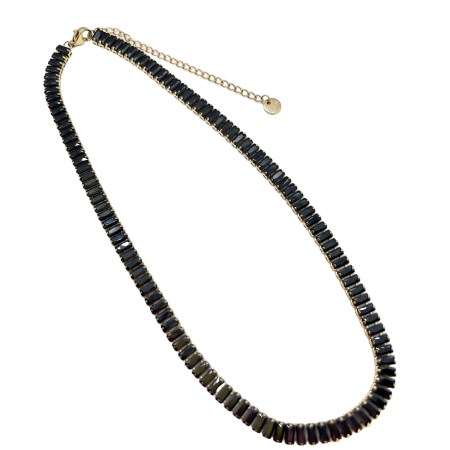 necklace steel gold black crystals2